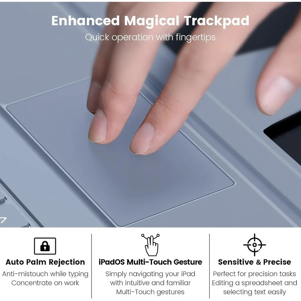iPad Pro 11 iPad Air 5 4 Case‎ with Keyboard Trackpad Backlit Nillkin Gray